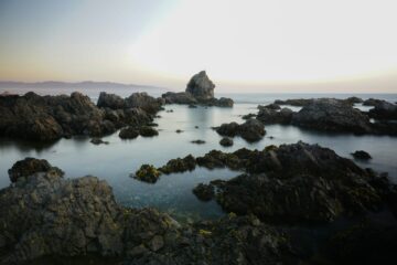 brown rock formation on body of water during daytime