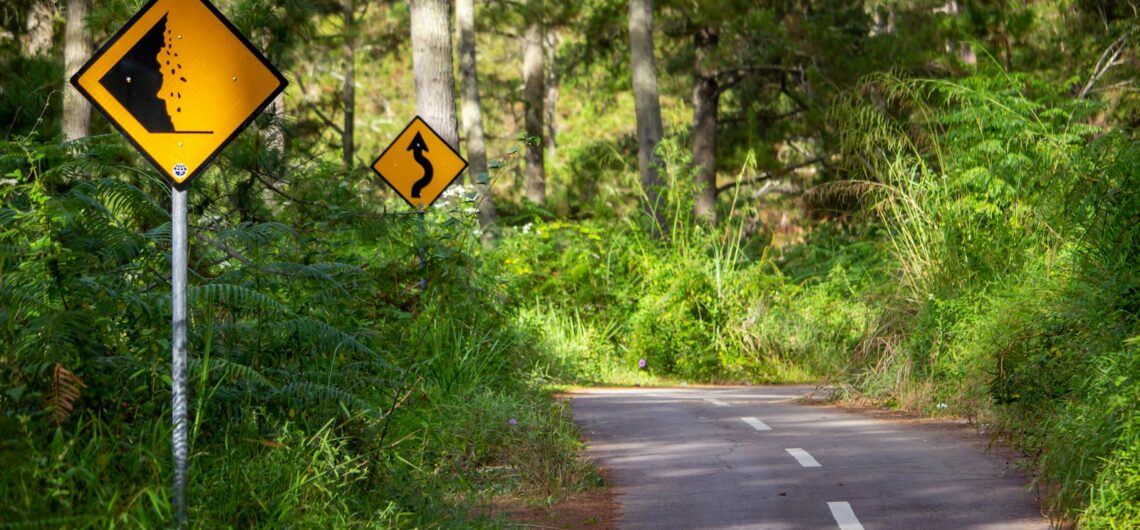 yellow and black road sign